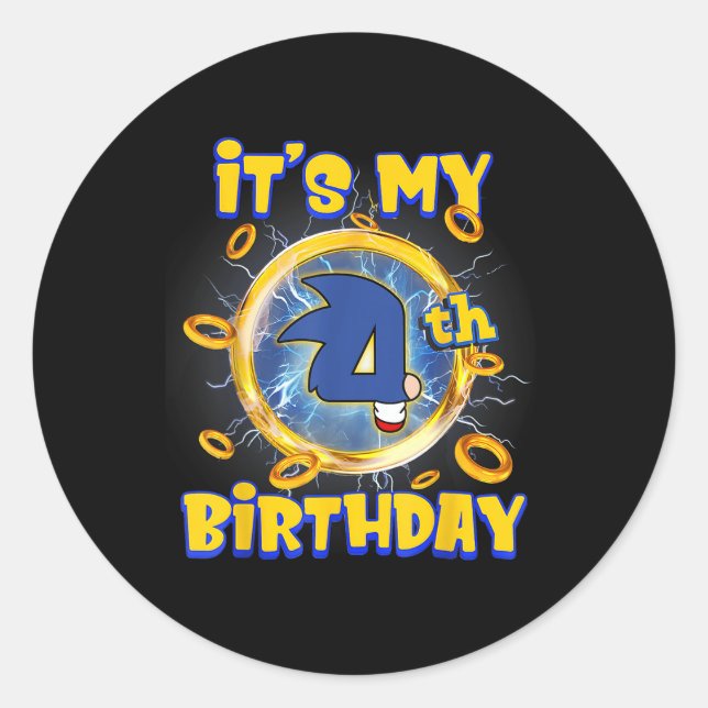Its My 4th Birthday Boy Family Matching Party Funn Classic Round Sticker (Front)