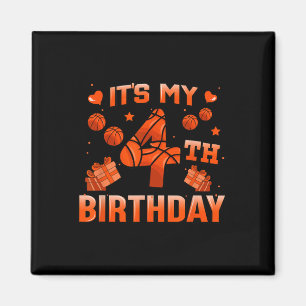 It's My 4th Birthday Bysketbyll Boys Kids Girls 4 Magnet