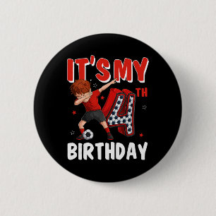 It's My 4th Birthday Dabbing 4 Year Old Soccer Pla 6 Cm Round Badge