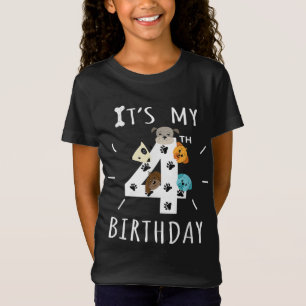 It's My 4th Birthday Dog Lover Theme 4 Years Old P T-Shirt