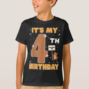 Its My 4th Birthday Groundhog Day 4 Years Old Girl T-Shirt