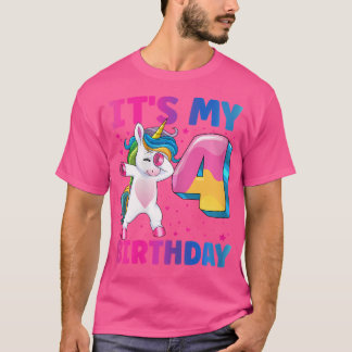 It'S My 4Th Birthday Unicorn 4 Year Old Girl T-Shirt