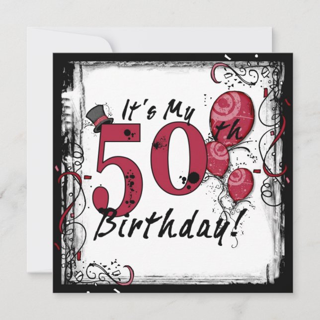 It's my 50th birthday party grunge invitations (Front)