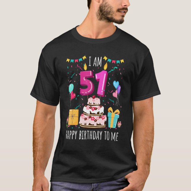 It's My 51st Birthday Cake Candle 51 Year Old Girl T-Shirt (Front)
