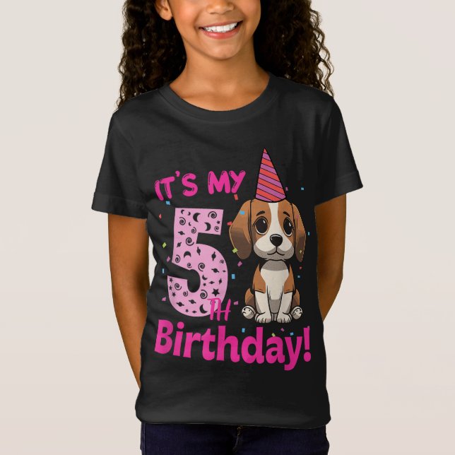 It's My 5th Birthday Beagle Dog Lover 5 Years Old  T-Shirt (Front)
