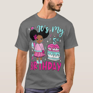 Its My 5th Birthday Black Girls Kids Cute Birthday T-Shirt