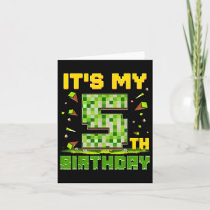 Its My 5th Birthday Boy 5 Year Old Birthday Pixel  Card