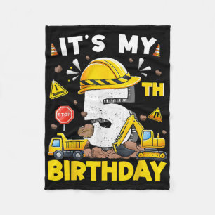 Its My 5th Birthday Boy Construction Excavator 5 Y Fleece Blanket