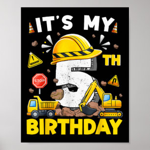 Its My 5th Birthday Boy Construction Excavator 5 Y Poster