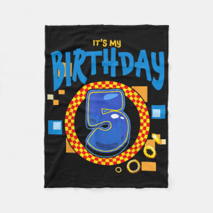 Its My 5th Birthday Boy Family Matching Party Vide Fleece Blanket