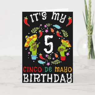 It's My 5th Birthday Cinco De Mayo Moustache Kids  Card