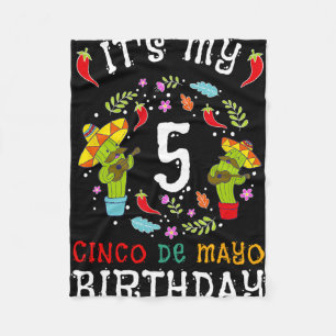 It's My 5th Birthday Cinco De Mayo Moustache Kids Fleece Blanket