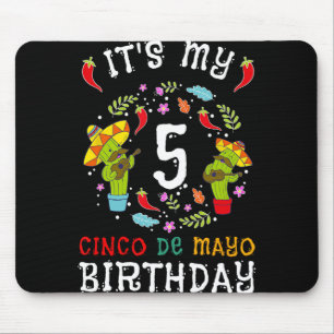 It's My 5th Birthday Cinco De Mayo Moustache Kids Mouse Pad