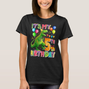 It's My 5th Birthday Dinosaur Boys Kids Funny Birt T-Shirt