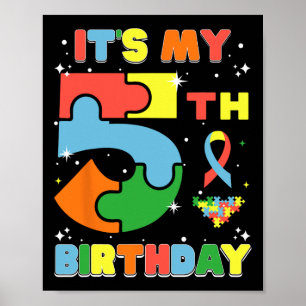 It's My 5th Birthday Kids Autism 5 Years Old Girls Poster