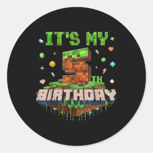 Its My 5th Birthday Kids Gaming Pixel Number 5 Yea Classic Round Sticker
