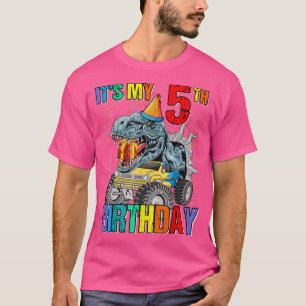 It's My 5th Birthday Monster Truck Dinosaur Boys A T-Shirt