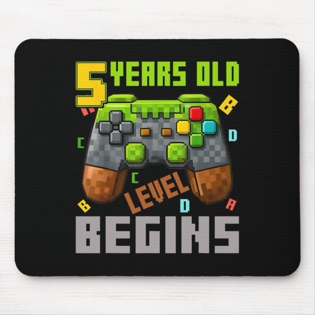 It's My 5th Birthday Pixel Gaming Controller 5 Yea Mouse Pad (Front)