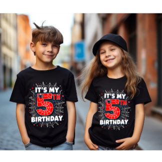 It's My 5th Birthday Spider Birthday Boy Theme Tri-Blend Shirt