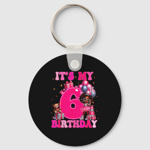 It's My 6th Birthday Black Girl 6 Year Old Melanin Key Ring