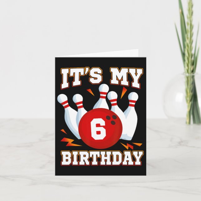 It's My 6th Birthday Bowling Theme 6 Years Old Par Card (Front)