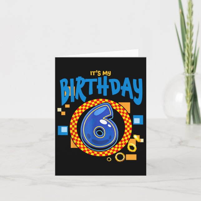 Its My 6th Birthday Boy Family Matching Party Vide Card (Front)