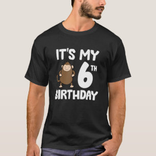 It's My 6th Birthday Cute Monkey Ape 6th Birthday T-Shirt