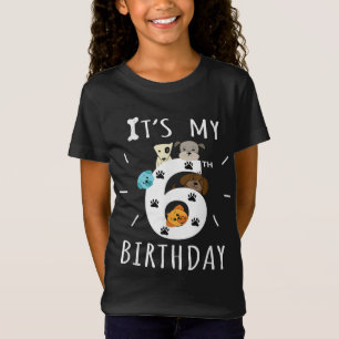 It's My 6th Birthday Dog Lover Theme 6 Years Old P T-Shirt