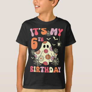 Its My 6th Birthday Halloween Ghost 6 Years Old Ki T-Shirt