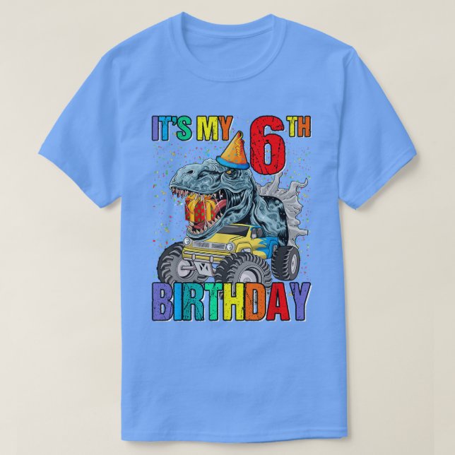 It's My 6th Birthday Monster Truck Dinosaur Boys A T-Shirt (Design Front)