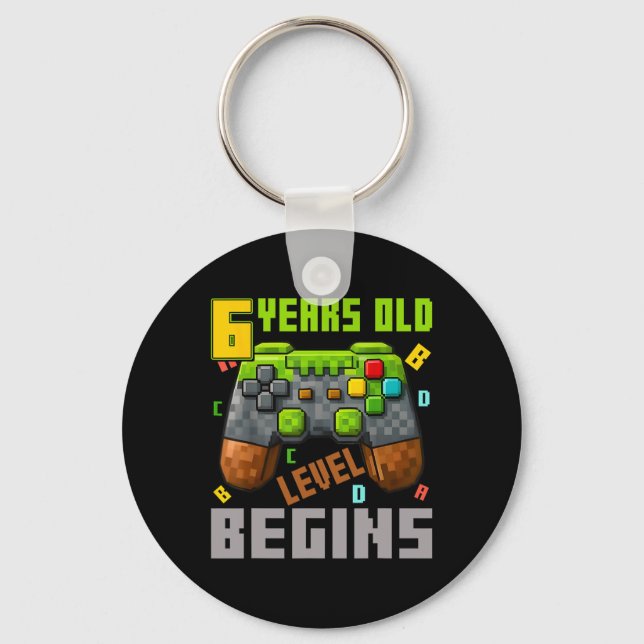 It's My 6th Birthday Pixel Gaming Controller 6 Yea Key Ring (Front)