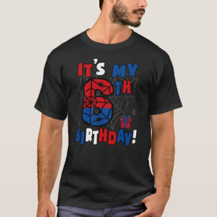 It's My 6th Birthday Spider Theme Party 6 Year Bir T-Shirt