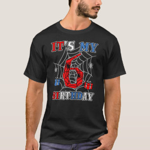 It's My 6th Birthday Spider Theme Party 6 Year Old T-Shirt