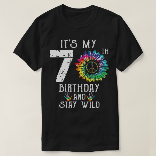 It's My 70th Birthday Hippie Peace Sign Tie Dye 70 T-Shirt (Design Front)