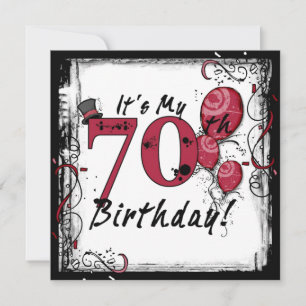 It's my 70th birthday party grunge invitations