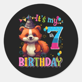 Its My 7Th 7 Red Panda Classic Round Sticker
