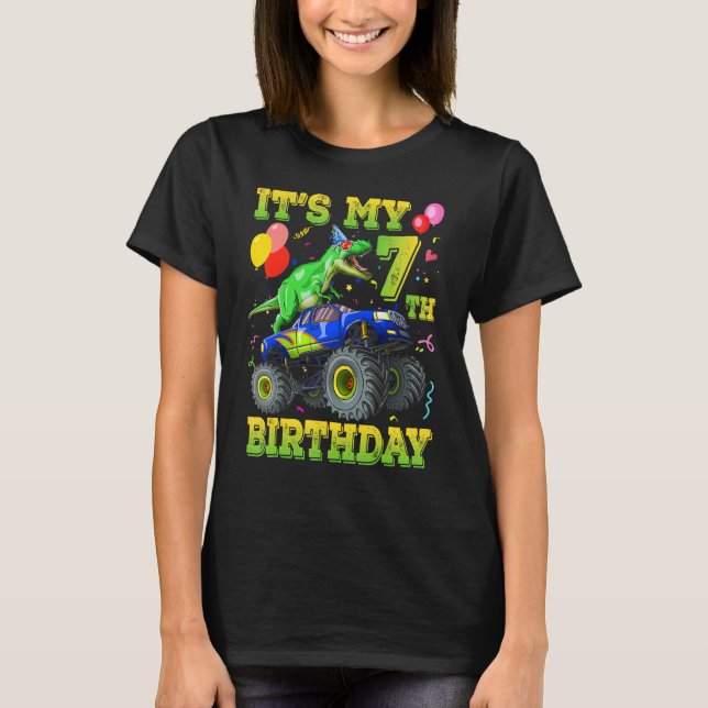 It's My 7th Birthday 7 Year Old Dinosaur Monster C T-Shirt (Front)