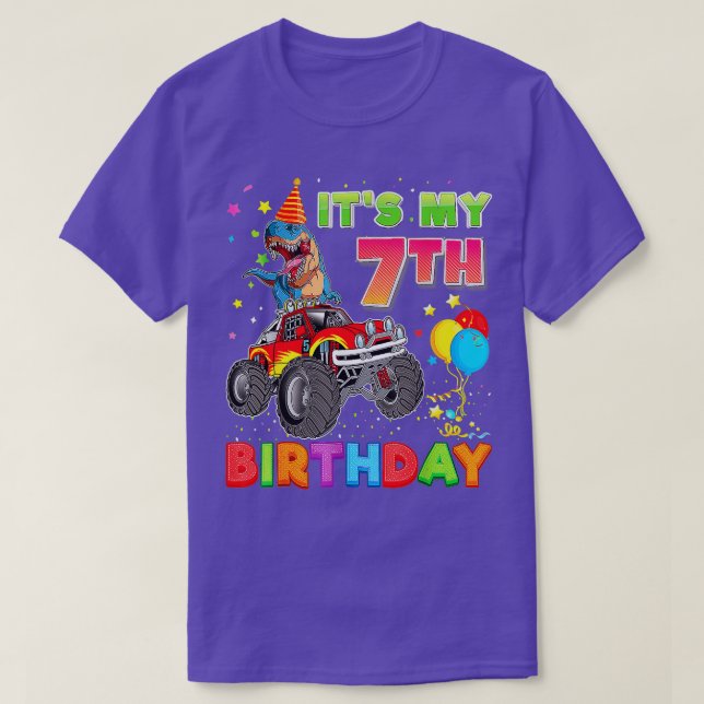 Its My 7th Birthday 7 Year Old Dinosaur Monster Ca T-Shirt (Design Front)