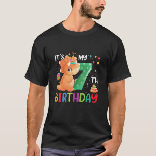 It's My 7Th Birthday 7 Years Old Birthday Kids Din T-Shirt