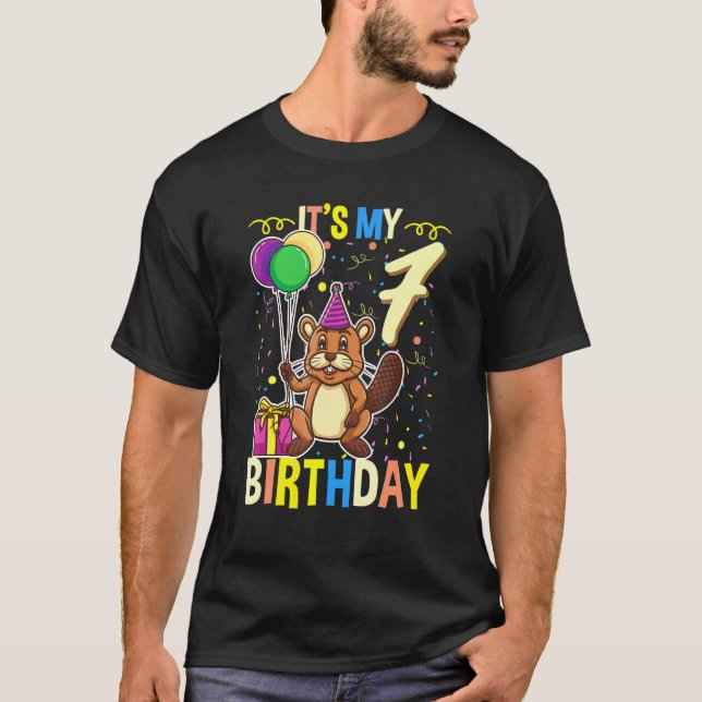 Its My 7th Birthday Beaver T-Shirt (Front)