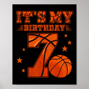 It's My 7th Birthday Boy Girl 7 Year Old Bysketbyl Poster