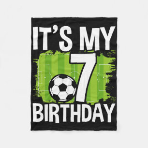 It's My 7th Birthday Boy Soccer Footbyll 7 Years O Fleece Blanket