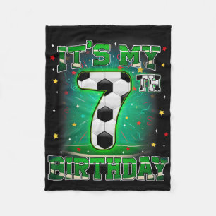 Its My 7th Birthday Boys Soccer 7 Years Old Party  Fleece Blanket