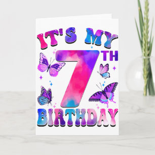 Its My 7th Birthday Butterfly Theme 7 Year Old Par Card