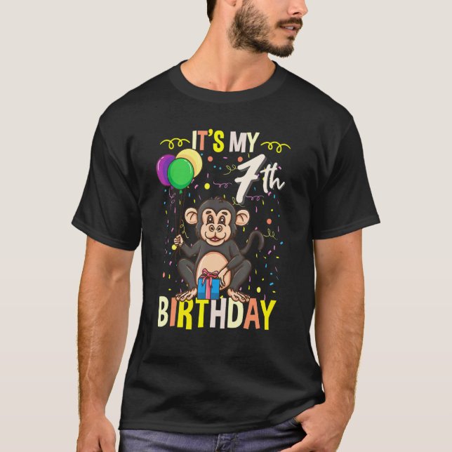 Its My 7th Birthday Chimpanzee Monkey T-Shirt (Front)