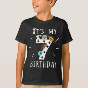 It's My 7th Birthday Dog Lover Theme 7 Years Old P T-Shirt
