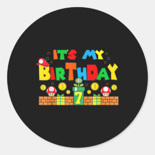 Its My 7th Birthday Game Gaming Dad And Mum Family Classic Round Sticker