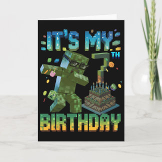 It's My 7th Birthday Gamer Pixel Number Birthday B Card