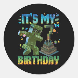 It's My 7th Birthday Gamer Pixel Number Birthday B Classic Round Sticker