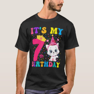 It's My 7th Birthday Girl Cat Birthday 7 Years Old T-Shirt